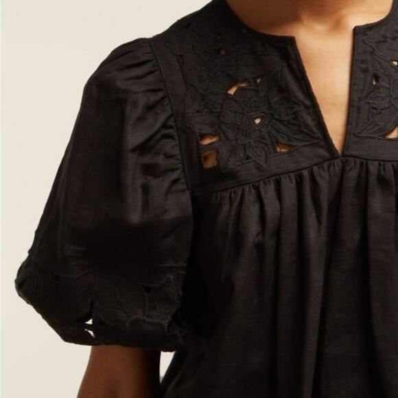 Zimmermann Juno Embroidered Balloon Sleeve Blouse - Picture 2 of 12